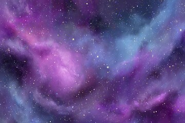 Fototapeta premium Abstract Nebula Painting with Purple and Blue Space Cloud Background
