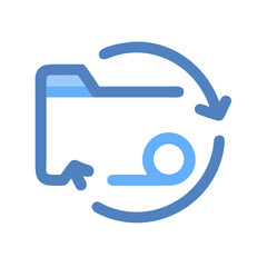 Blue folder with looping arrows on black background