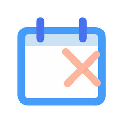 Simple calendar icon with cancelled appointment mark on dark background