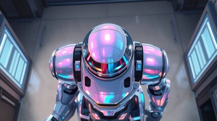 Robot in futuristic lab.