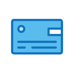 Stylized blue credit card icon against black background