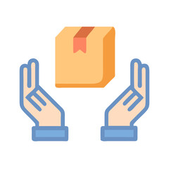 Package in hands delivery service graphic vector illustration