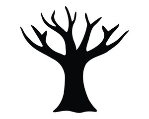 Fototapeta premium Silhouette of a bare tree against a white background in a minimalist style