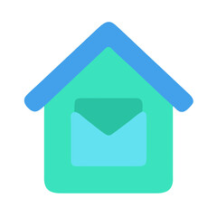 Obraz premium Stylized house icon with envelope; home message delivery service