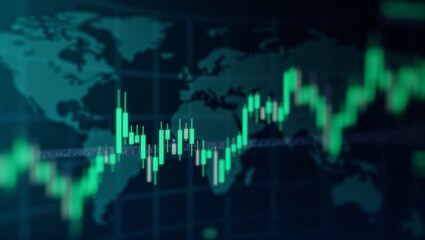 Minimalist Digital Stock Market Dashboard with Glowing Financial Graphs