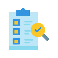 Checklist with magnifying glass for audit and approval process