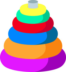 Colorful Stacking Toy with Circular Rings in Varied Colors on Transparent Background Child Development Playtime Fun Early Education Puzzle Game