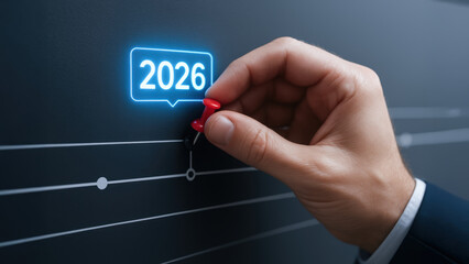 Business goal 2026 timeline planning milestone strategy board hand pin strategic planning focus ambition