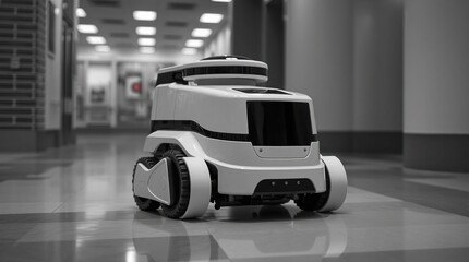 Robot in hospital corridor. (1)