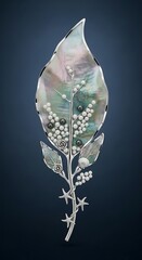 Exquisite Leaf Brooch with Pearls and Seashells jewelry