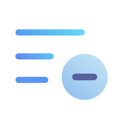 Remove list icon with blue gradient isolated on black