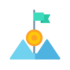 Simple flag on top of mountain graphic on black