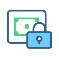Secure financial storage depicted through flat design graphic icon