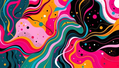 An abstract art piece with vibrant colors and dynamic patterns