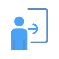 Blue flat icon depicts user login or sign in