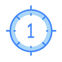 Countdown timer icon graphic with number one inside