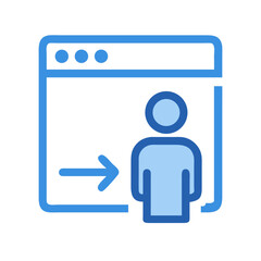 User login icon within browser window in blue tones