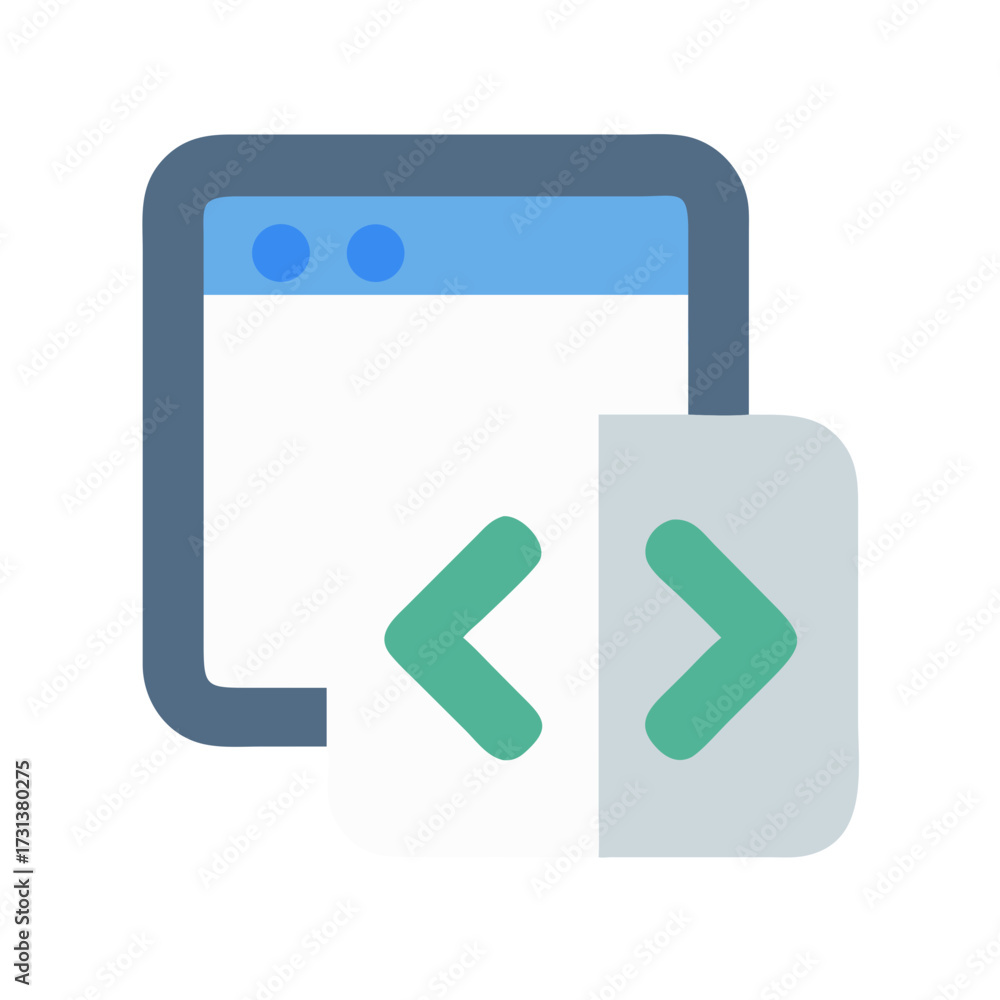 Wall mural webpage and code icon for software development services
