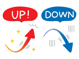 アップとダウンの手書きの矢印