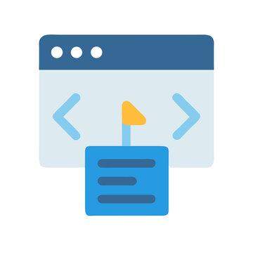 Simple flat illustration representing website coding and development process