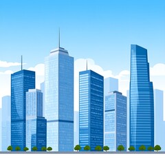 Fototapeta premium City skyline illustration with modern skyscrapers