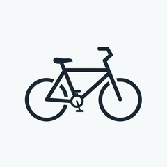 Simple line art icon of a bicycle on a white background.