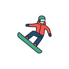 Fototapeta premium Person snowboarding mid-air on a green snowboard.