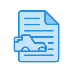 Car insurance document icon in blue outline style