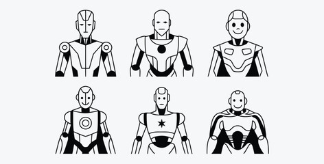 Fototapeta premium Collection of Futuristic Robot Avatars Concept for Artificial Intelligence Designs