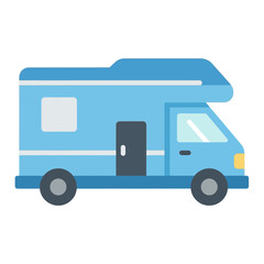 Fototapeta premium Blue camper van with windows and wheels.