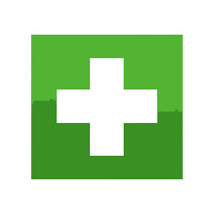 Obraz premium Green square with a white plus sign symbol.