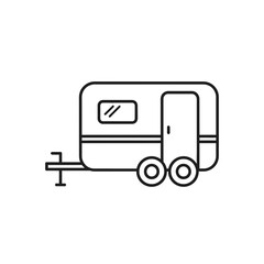 Fototapeta premium Line art icon of a travel trailer on a white background.
