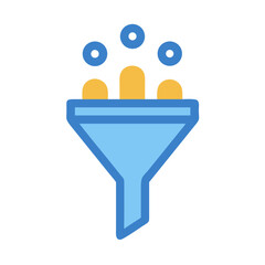 Stylized filter icon with liquid or particles passing through