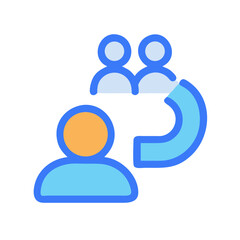 Customer referral program symbol with a flat design style