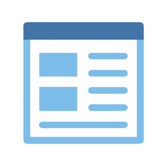 Simple calendar icon illustration in blue and white tones