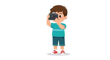 Cartoon Boy Taking a Photo with a Camera.