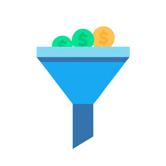 Money funnel with coins for business conversion illustration