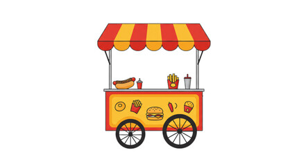 Illustration of a hotdog cart © Wilda