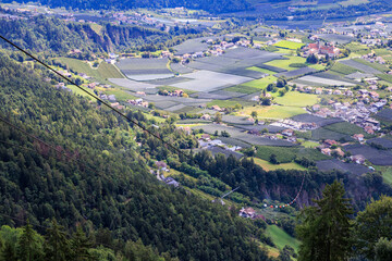 Cable of Funicular Hochmuth in the mountains above Tirol (Dorf Tirol) in South Tyrol, Italy