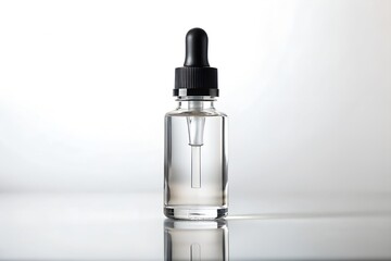Naklejka premium Clear glass bottle with dropper isolated on white background for cosmetics
