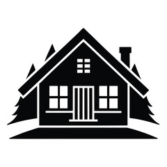 chalet silhouette vector icon