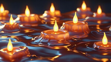 3d macro render of dripping candle wax texture glowing with eerie flame light