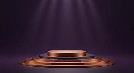 Obraz premium Elegant product showcase podium on a purple background with spotlight accents