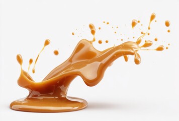 Fototapeta premium Dynamic splash of caramel-colored liquid creating a striking abstract motion effect