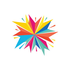 Fototapeta premium Colorful burst of geometric shapes radiating outwards, creating a vibrant and dynamic design element.
