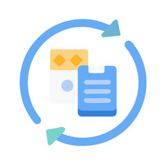 Data synchronization process depicted with documents and circular arrows