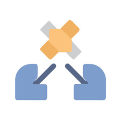 Stylized illustration of bandages connecting two distinct elements