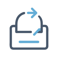 Data export icon showing arrow entering database, simple design