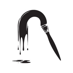 paintbrush dripping paint forming shape vector silhouette clip art logo design illustration