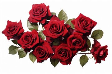 Red roses flower plant white background.
